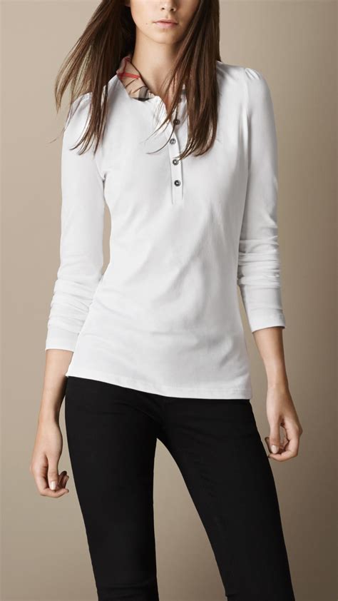 burberry white shirt women's|Burberry white long sleeve shirt.